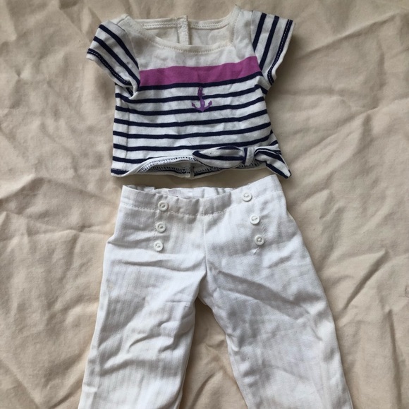 American Girl Sailor T-Shirt and White Pants Set ONLY - Picture 1 of 1